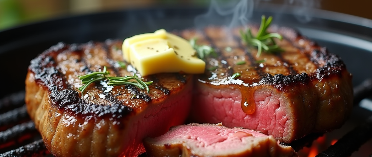 Smoky Charcoal-Grilled Garlic Butter Steak: A Perfectly Seared Delight