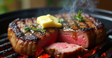 Smoky Charcoal-Grilled Garlic Butter Steak: A Perfectly Seared Delight