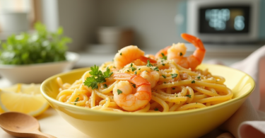 Quick Dinner: 15-Minute Lemon Garlic Shrimp Pasta – The Perfect Solution for Busy Nights