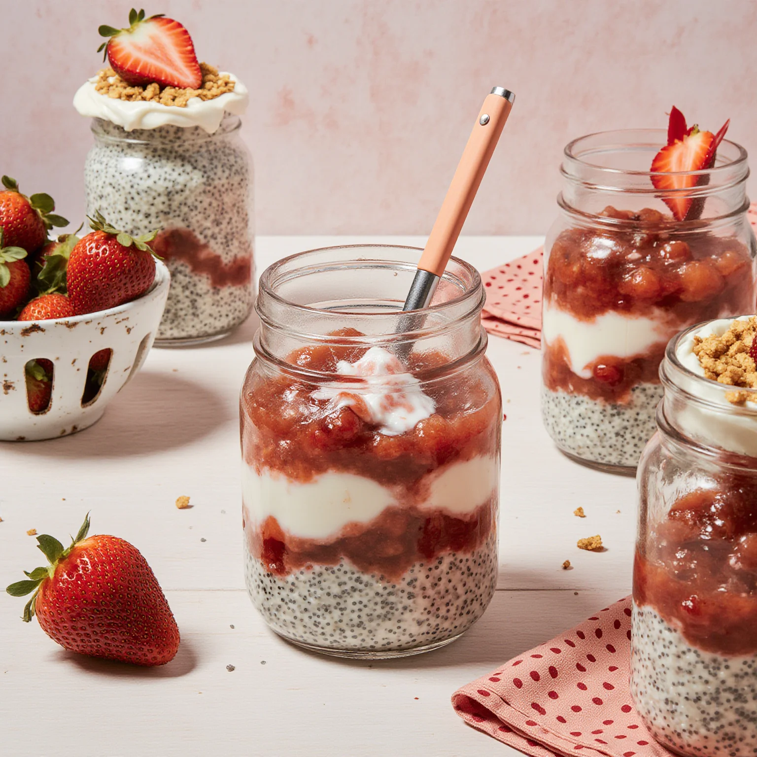 Easy High Protein Strawberry Cheesecake Jar